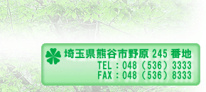 埼玉県熊谷市野原245番地　tel048-536-3333　fax048-536-8333
